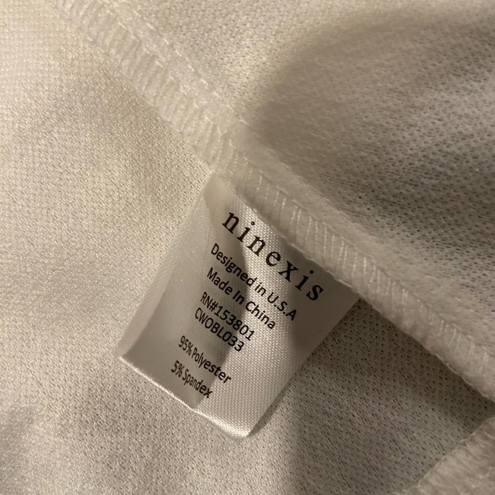 Ninexis White Black Lapel Lightweight Button Ruched 3/4 Sleeve Blazer Size M - Picture 12 of 12